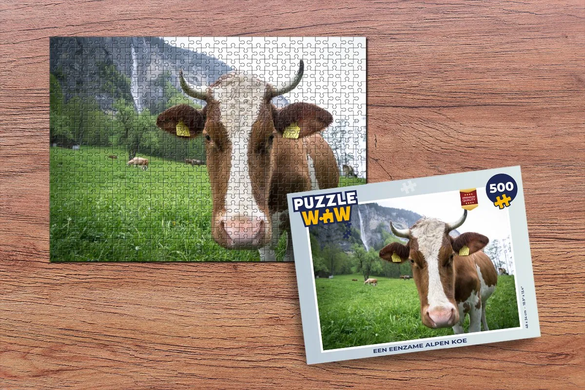 PuzzleWow Oostenrijk Koe Legpuzzel 500 Stuks - Multicolor