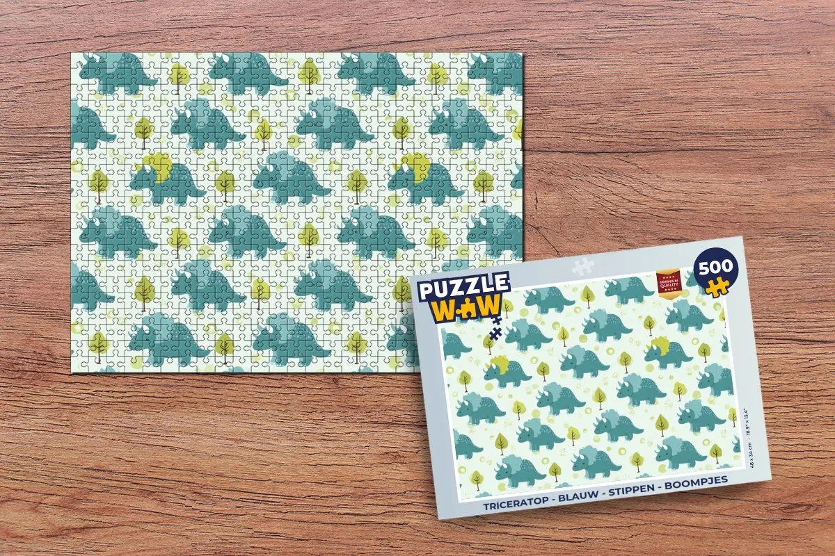 PuzzleWow Triceratop Legpuzzel 500 Stuks - Blauw