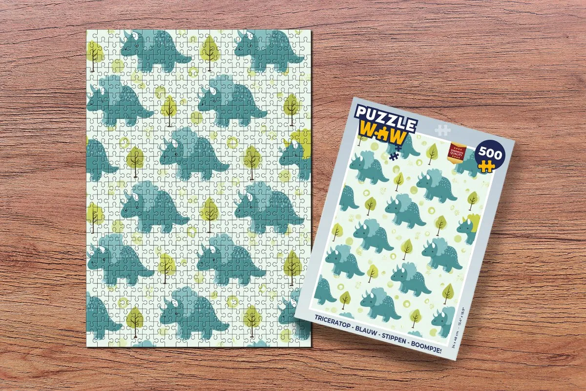 PuzzleWow Triceratop Legpuzzel 500 Stuks - Blauw