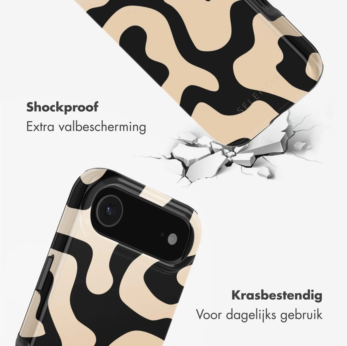 Selencia iPhone 17 Air Hoesje - MagSafe - Art Wave Black