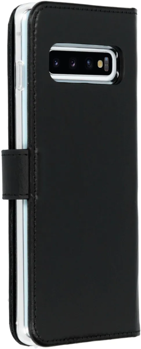 Selencia Hoesje Samsung Galaxy S10 - Echt Lederen Bookcase 3 Pasjes - Zwart