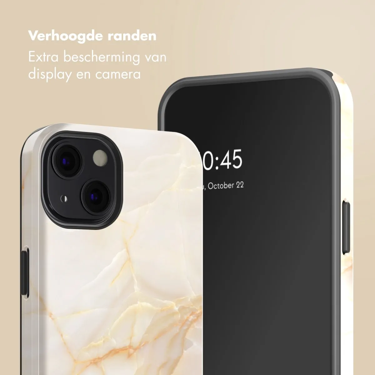 Selencia Hoesje iPhone 13 Golden Beige Marble - MagSafe