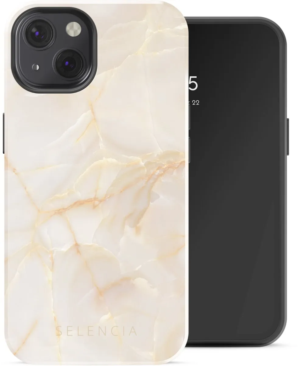 Selencia Hoesje iPhone 13 Golden Beige Marble