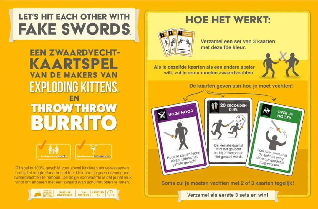 Exploding Kittens Let's Hit Each Other With Fake Swords EKISWRD01NL - Kaartspel 3-6 Spelers