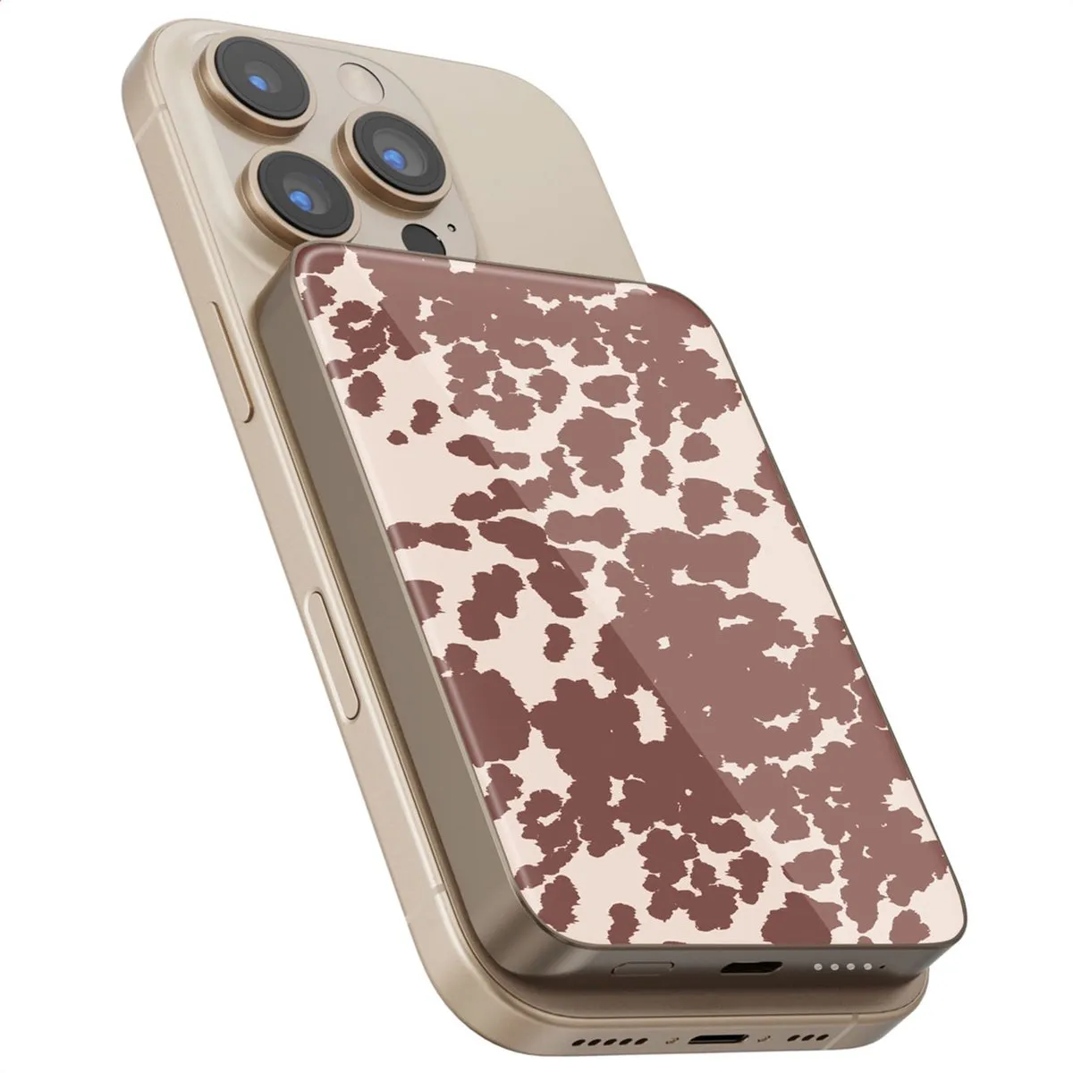 Selencia Powerbank 5.000 mAh - Draadloze Powerbank - Geschikt voor MagSafe en Qi - Desert Gold / Country Moo'd