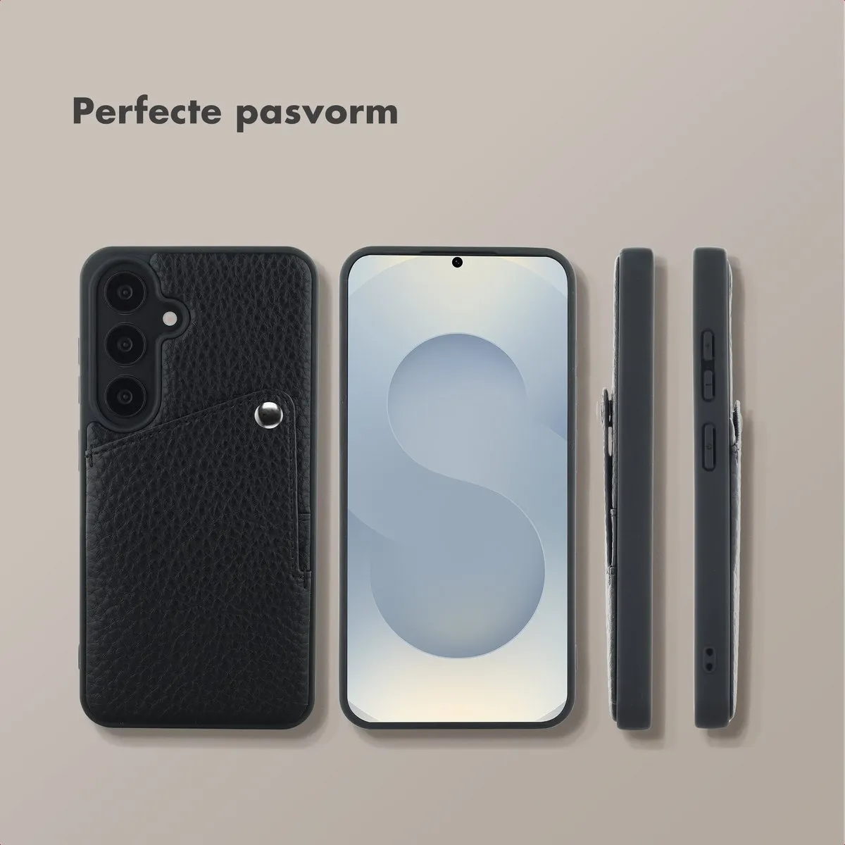 Selencia Hoesje Samsung Galaxy S24/S25 - Backcover met Pashouder - Zwart - afbeelding 6 van 6