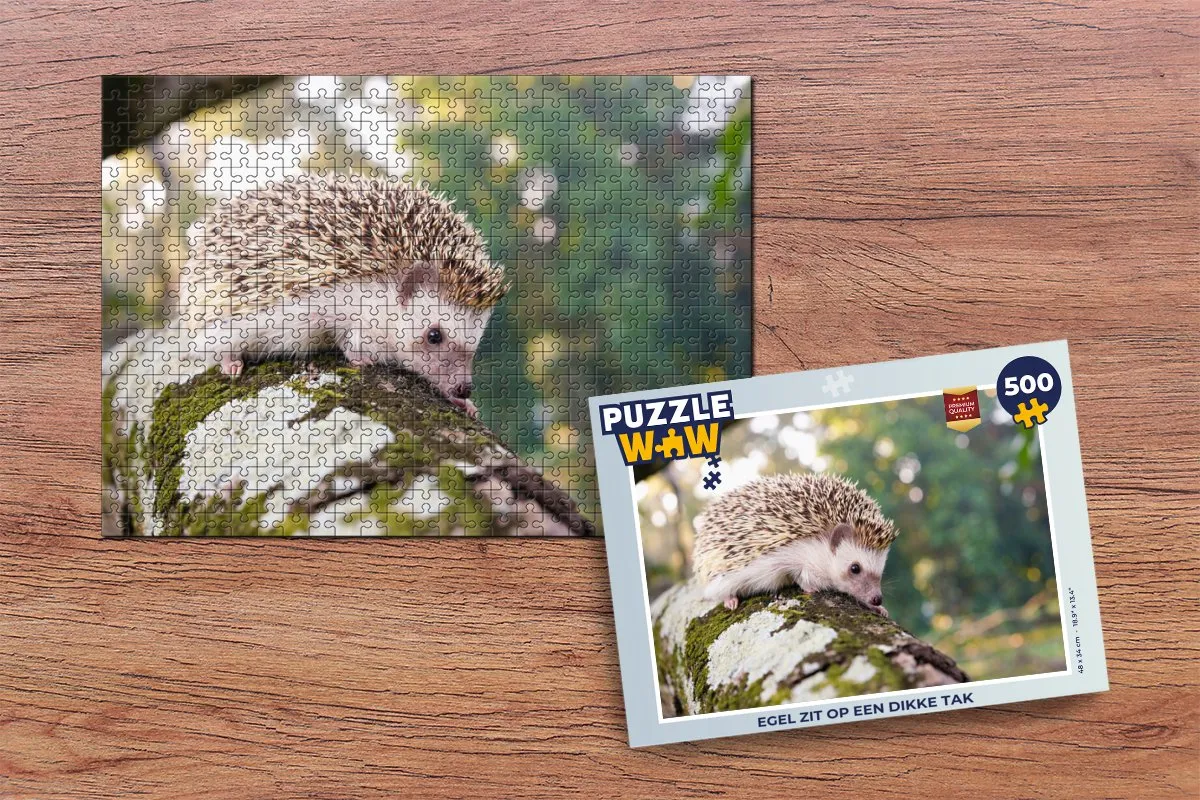 PuzzleWow Legpuzzel Egel op Tak 500 Stuks - Multicolor