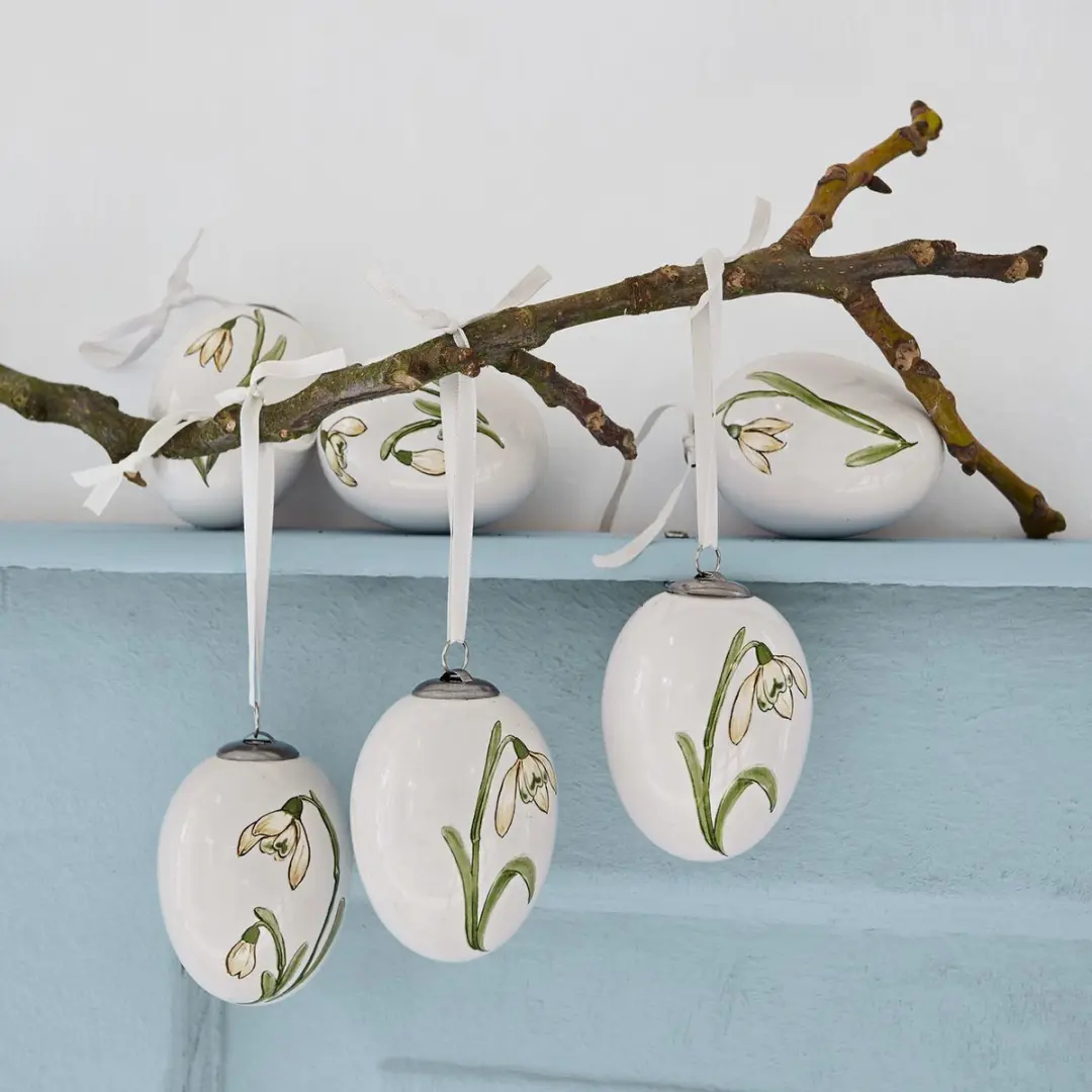 Loberon Paasei Set 6 Stuks - Wit/Groen
