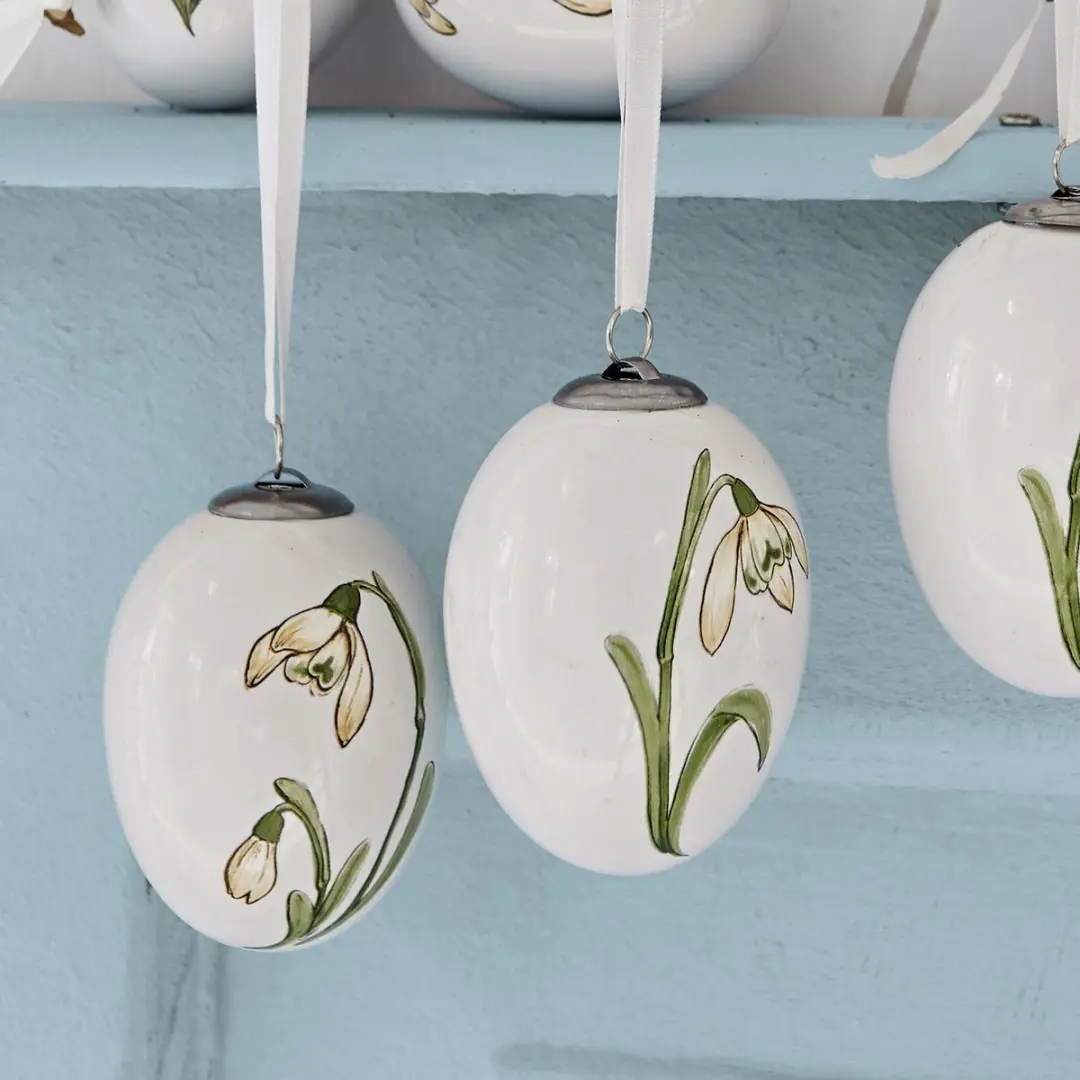 Loberon Paasei Set 6 Stuks - Wit/Groen