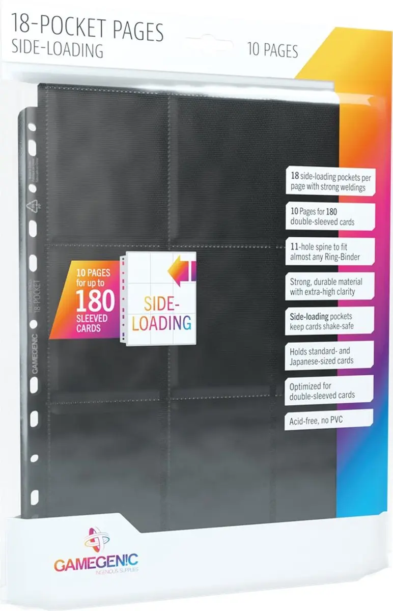 Gamegenic Sideloading 18-Pocket Pages 10 Stuks - Zwart