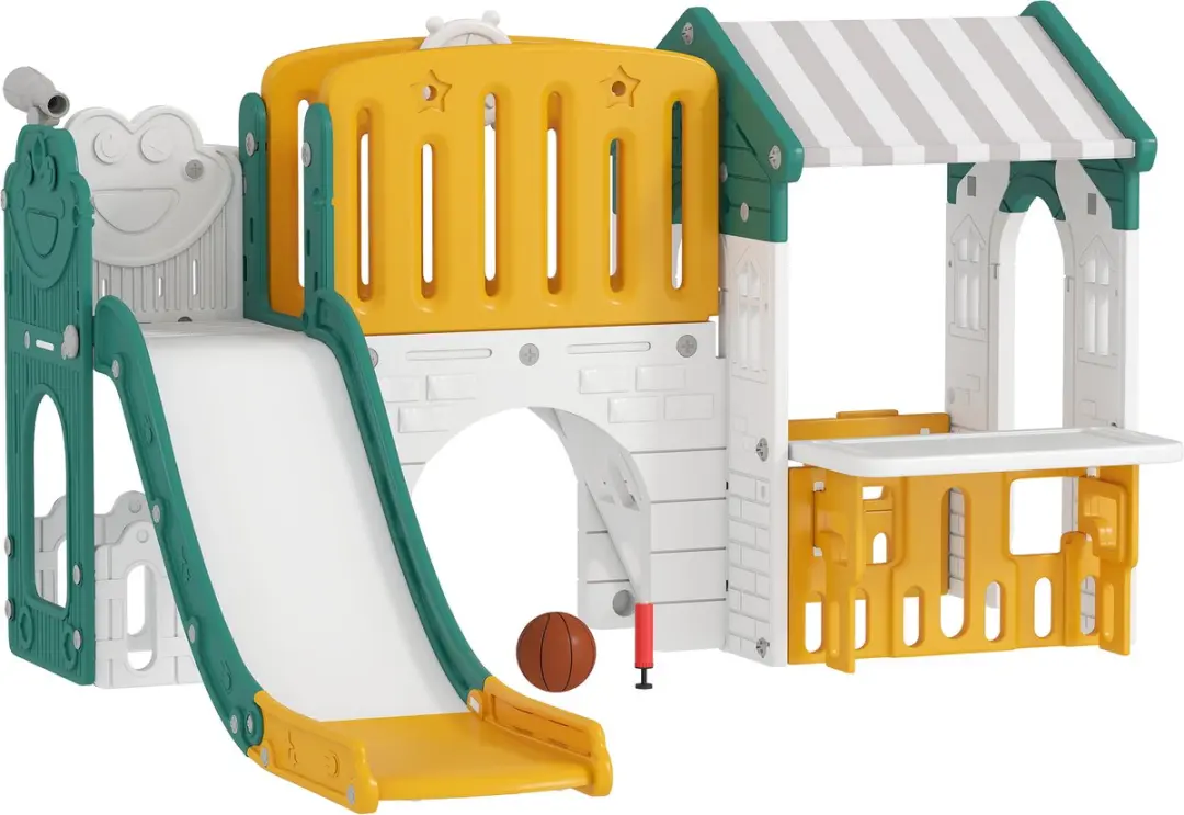 AIYAPLAY Kids Slide Kunststof 189L x 180B x 111H cm Geel+Groen