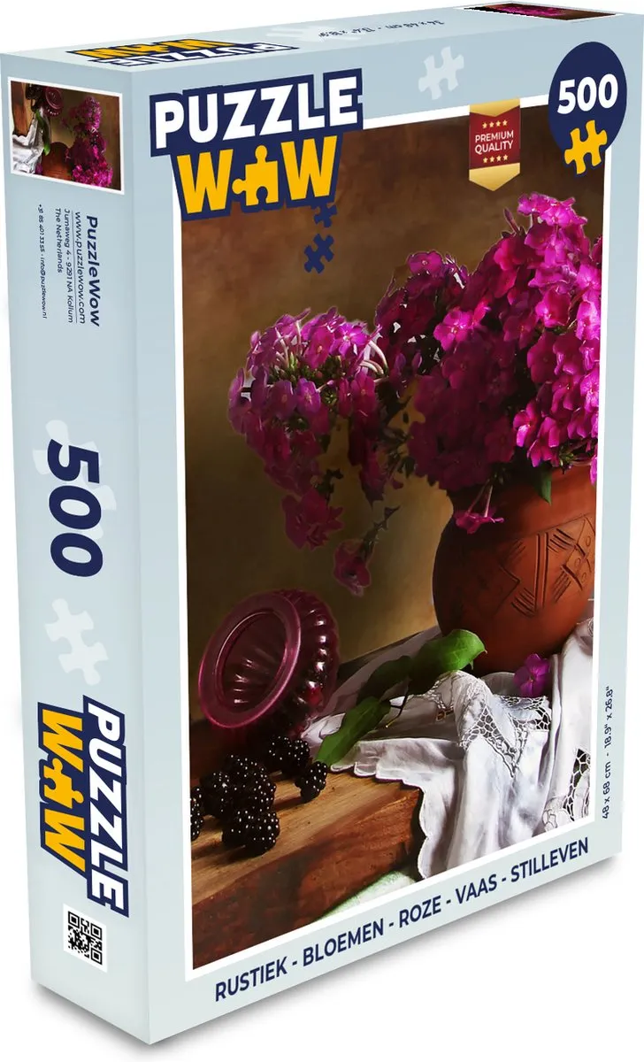 PuzzleWow Rustiek Bloemen Legpuzzel 500 Stuks - Multicolor