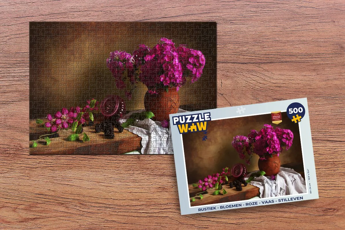 PuzzleWow Rustiek Bloemen Legpuzzel 500 Stuks - Multicolor