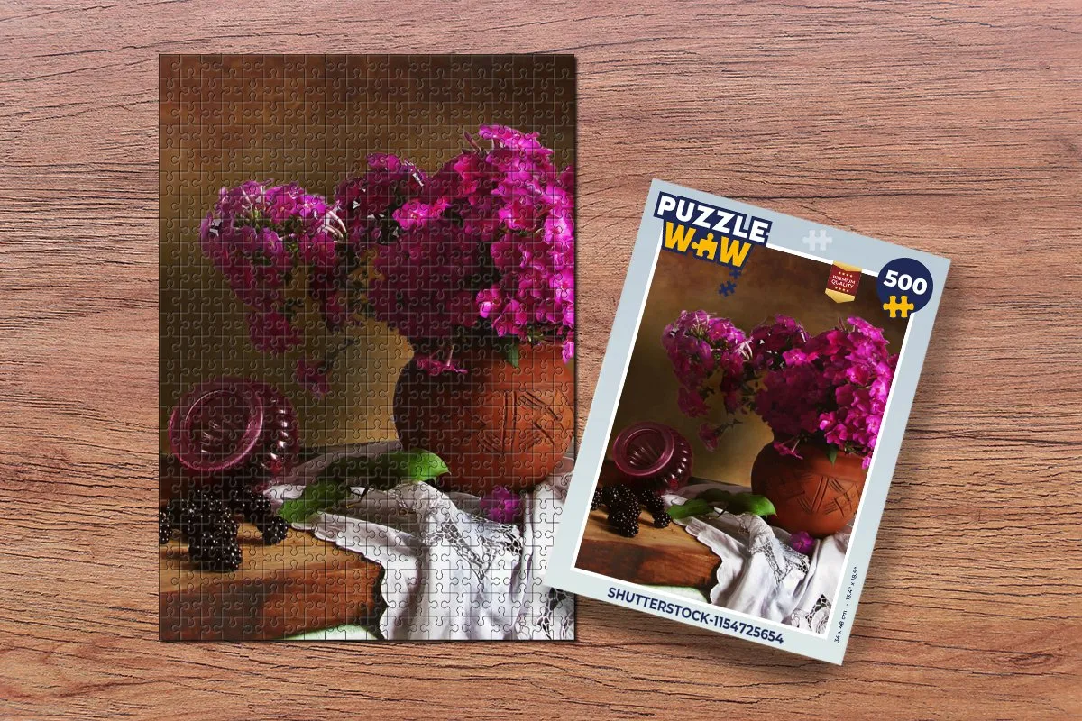 PuzzleWow Rustiek Bloemen Legpuzzel 500 Stuks - Multicolor