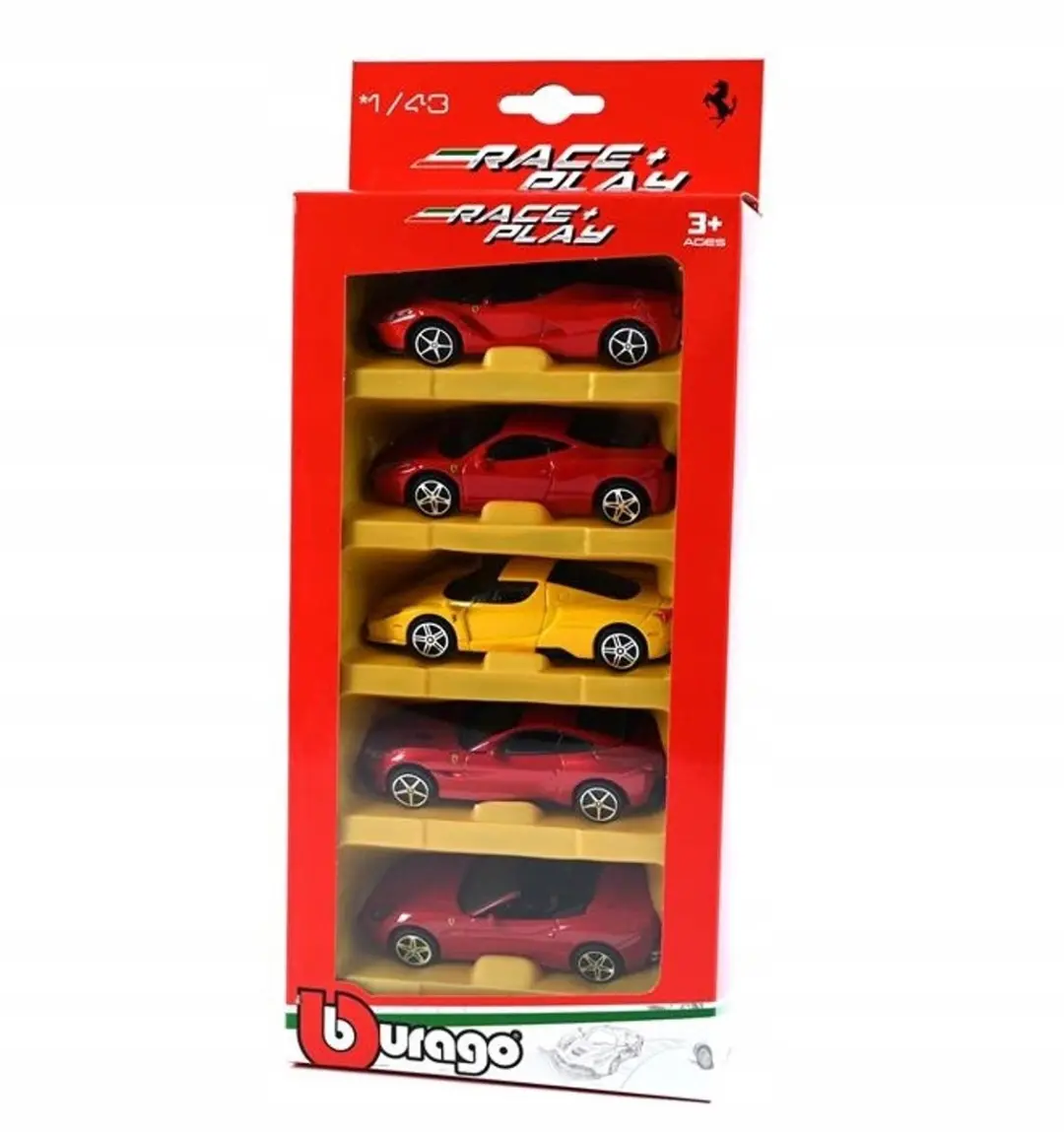 Bburago Ferrari Set 1:43 - 5 Stuks Rood - afbeelding 2 van 2