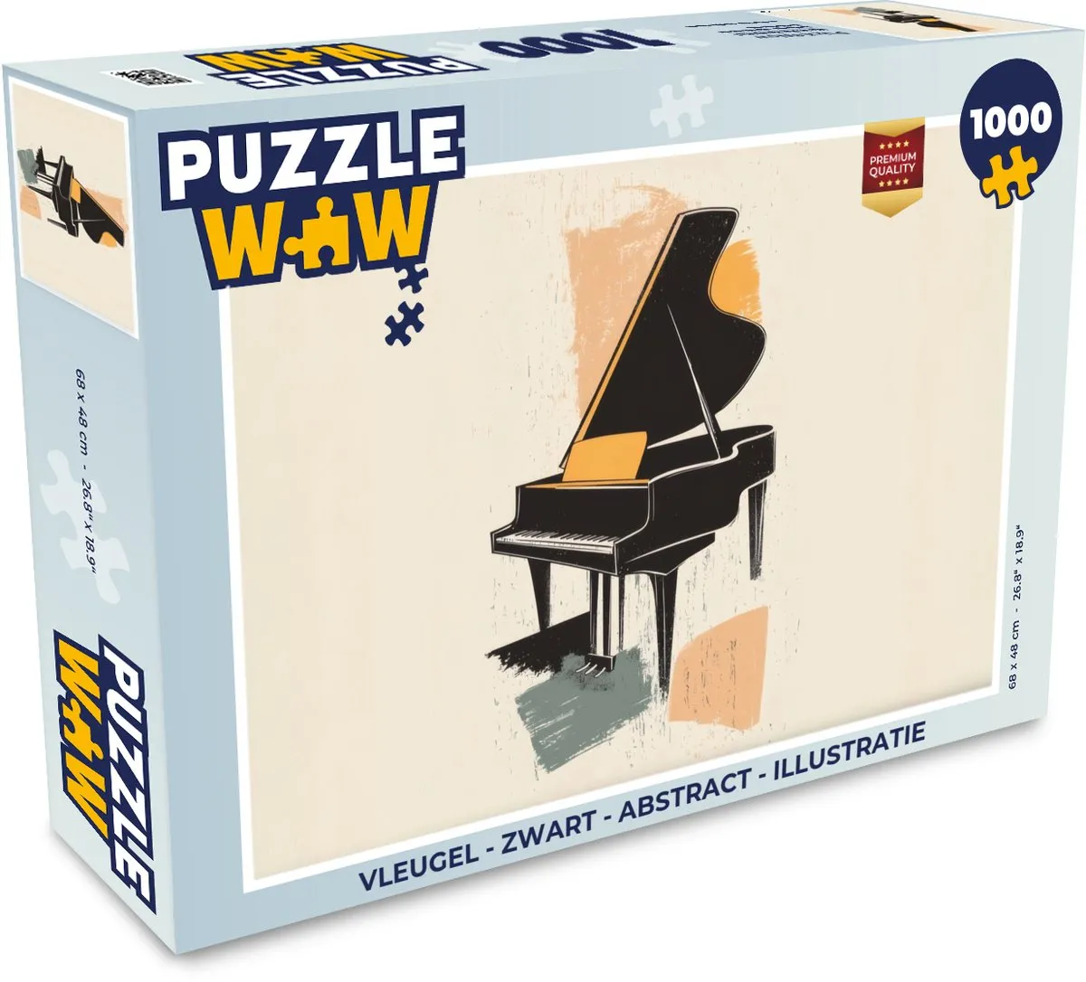 PuzzleWow Vleugel Puzzel 1000 Stuks - Zwart - Abstract