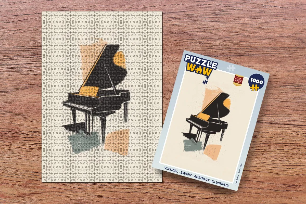 PuzzleWow Vleugel Puzzel 1000 Stuks - Zwart - Abstract
