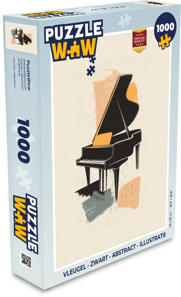PuzzleWow Vleugel Puzzel 1000 Stuks - Zwart - Abstract