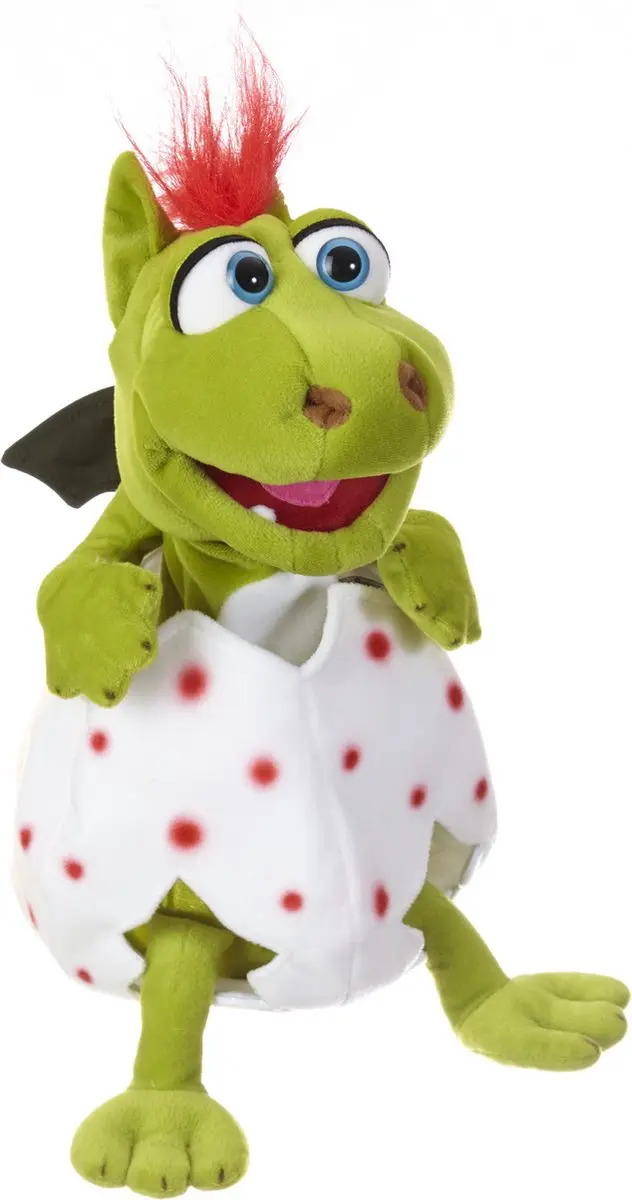 Living Puppets Kleine Gregor in het Ei Handpop Draakje 36cm - groen-wit