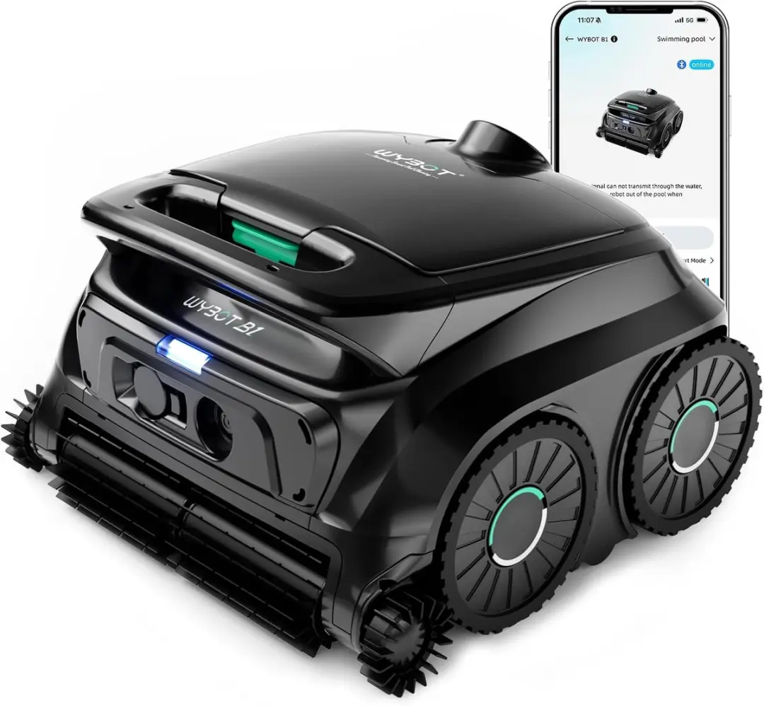 WYBOT B1 Draadloze Zwembadrobot 120 min,120+m²,3 Motoren, App & OTA, Bodem/Wand