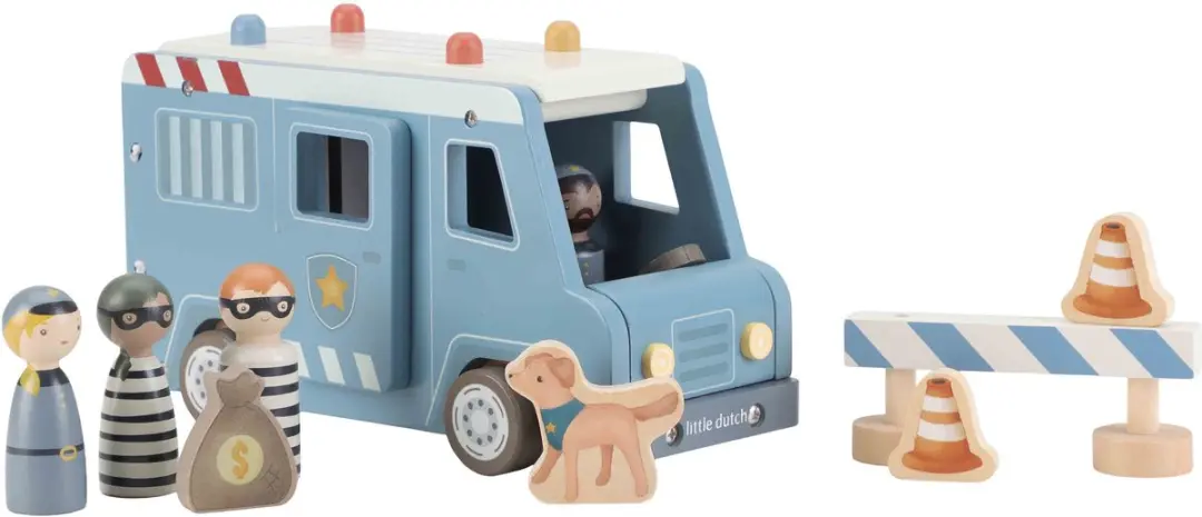 Little Dutch Houten Politiebus FSC - Meerkleurig - afbeelding 6 van 6