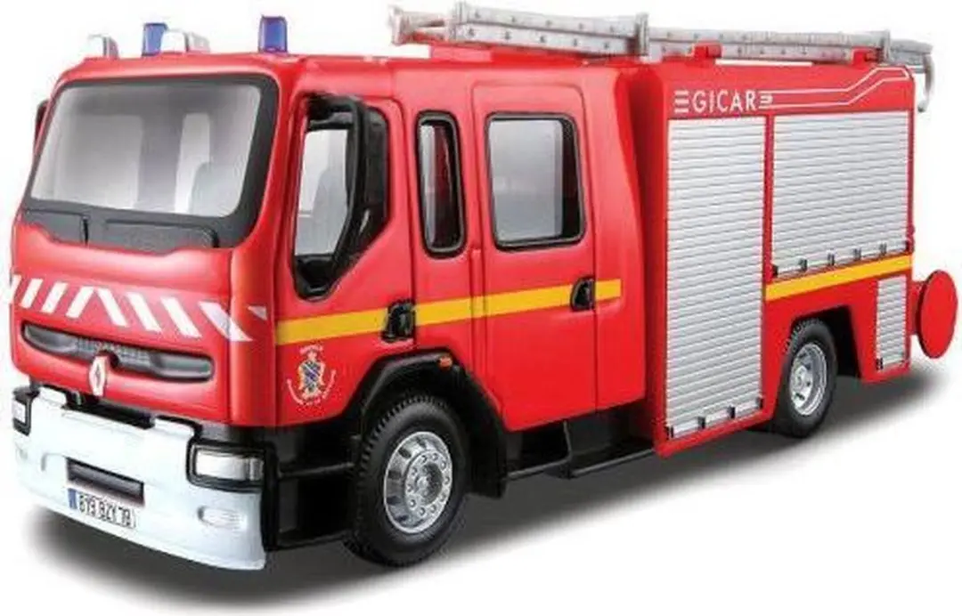 Bburago Renault PREMIUM EMERGENCY FIRE TRUCK 1:50 rood/wit/zilver