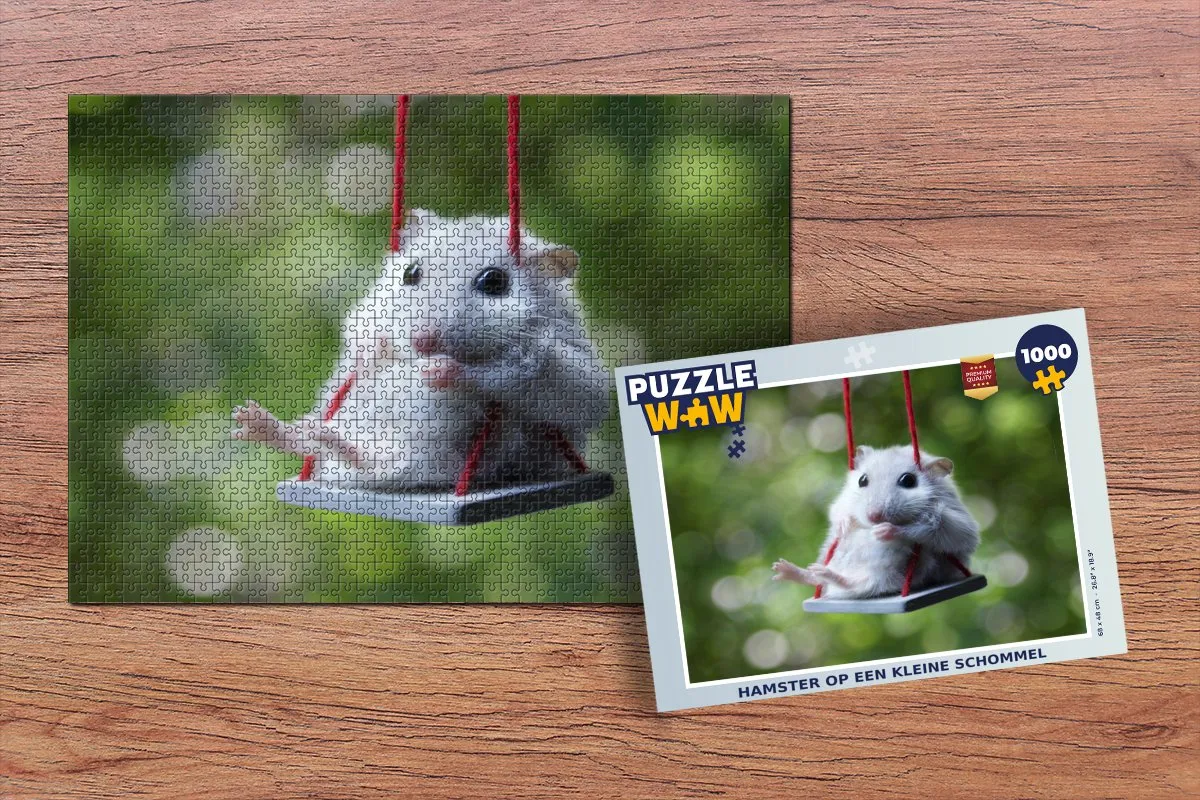 PuzzleWow Hamster op een kleine schommel Legpuzzel 1000 Stuks - Multicolor