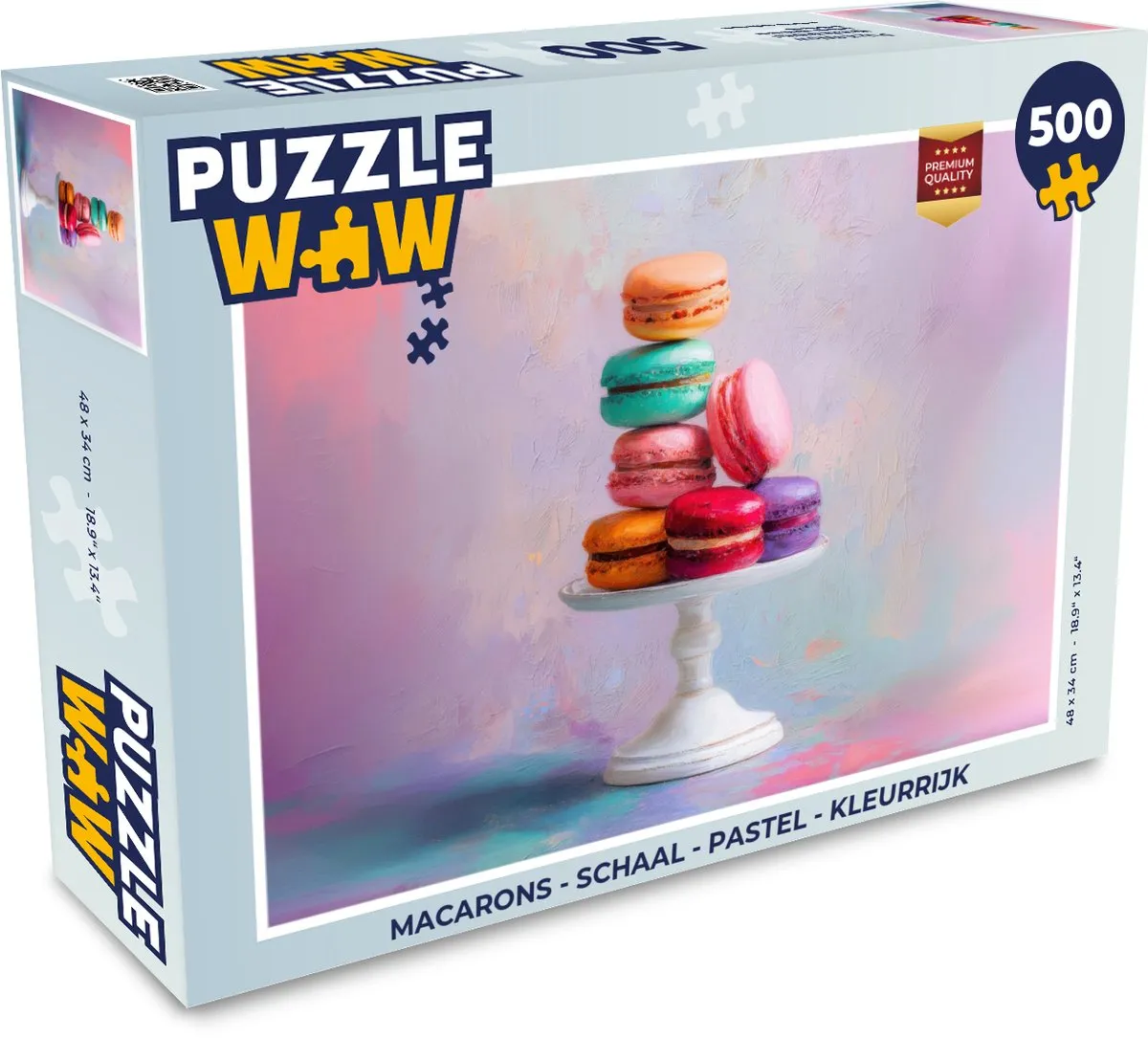 PuzzleWow Macarons Puzzel 500 Stuks - Pastel Kleurrijk
