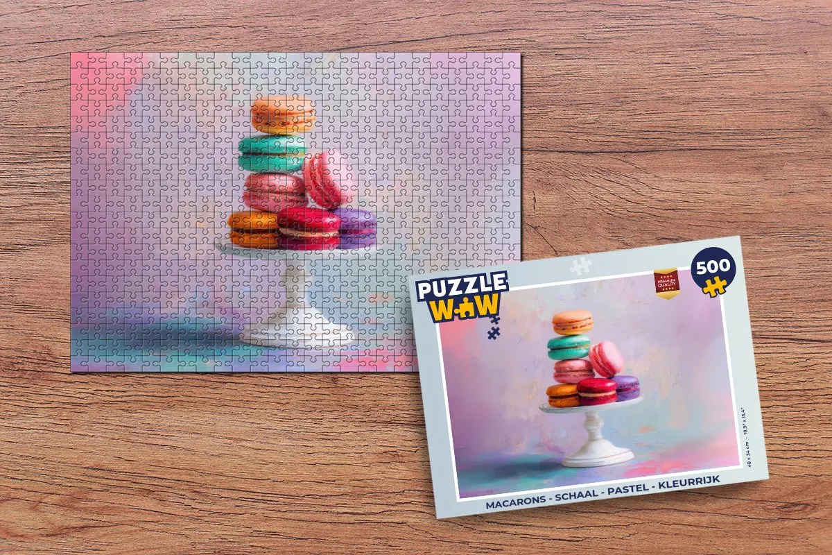 PuzzleWow Macarons Puzzel 500 Stuks - Pastel Kleurrijk