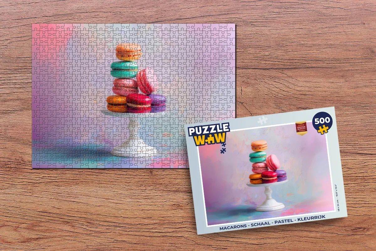 PuzzleWow Macarons Puzzel 500 Stuks - Pastel Kleurrijk