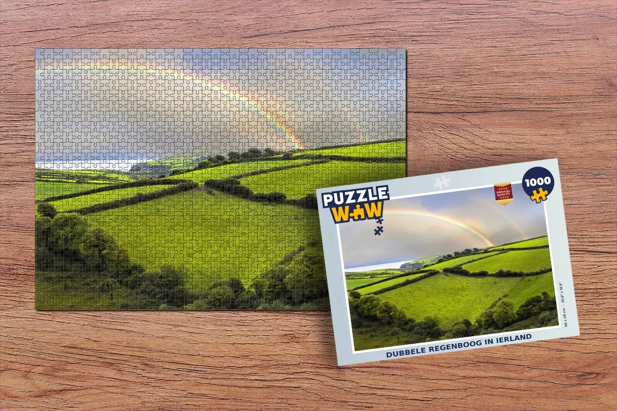 PuzzleWow Legpuzzel Dubbele Regenboog Ierland 1000 Stuks - Multicolor