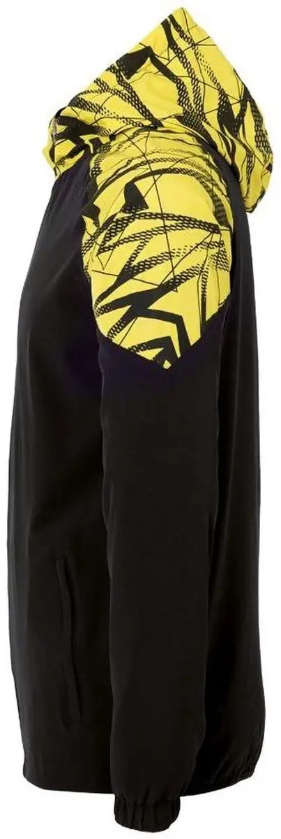 Uhlsport Goal 25 Evo Woven Hood Jacket - 3XL - Zwart/Limoen Geel - afbeelding 2 van 3