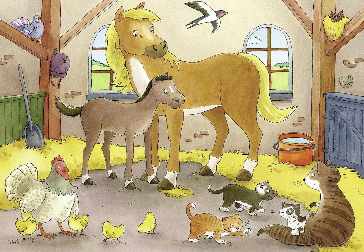 Ravensburger Gelukkige Dierenfamilies Puzzle - 2x12 Stuks Meerkleurig - afbeelding 3 van 6