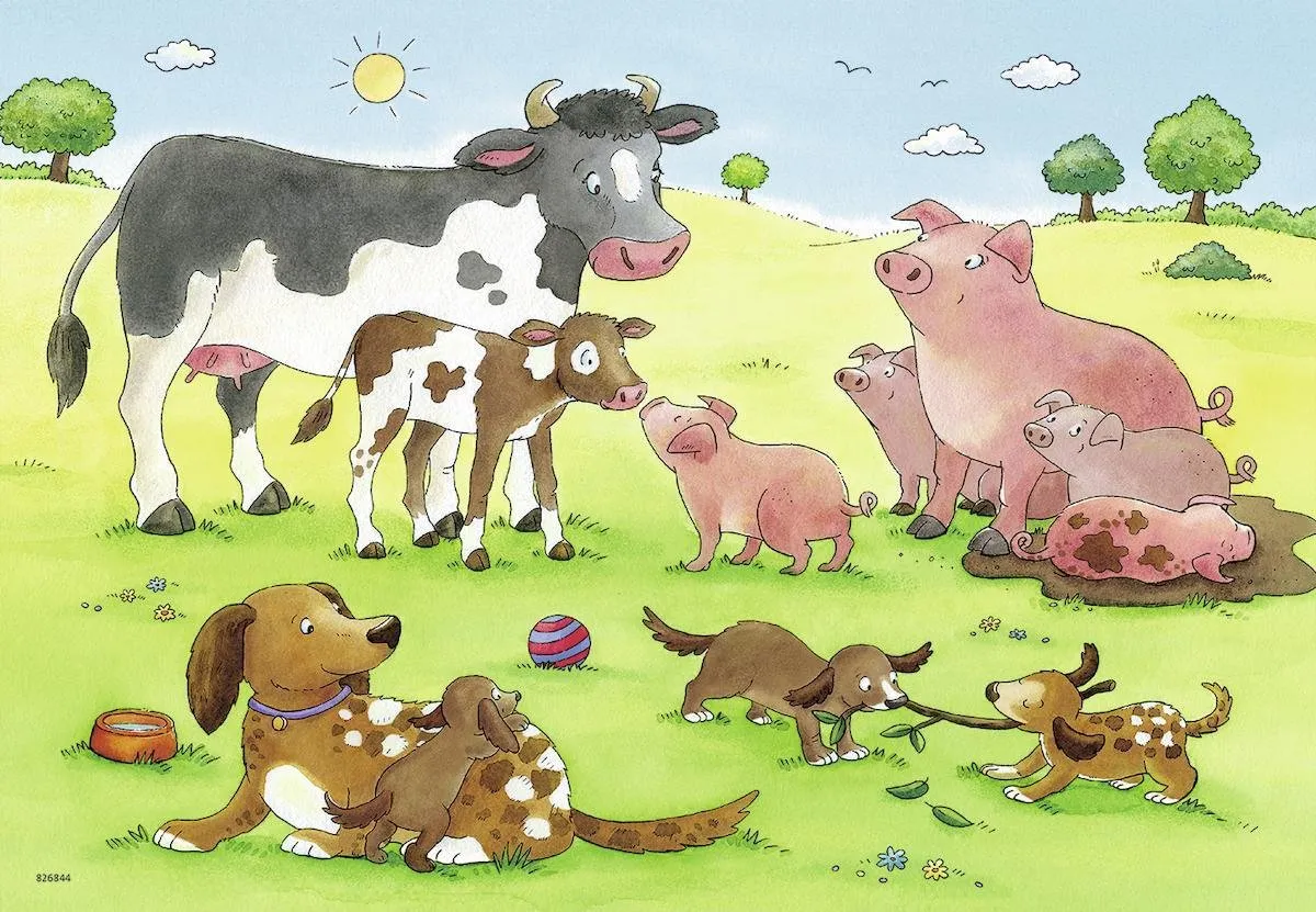 Ravensburger Gelukkige Dierenfamilies Puzzle - 2x12 Stuks Meerkleurig - afbeelding 4 van 6