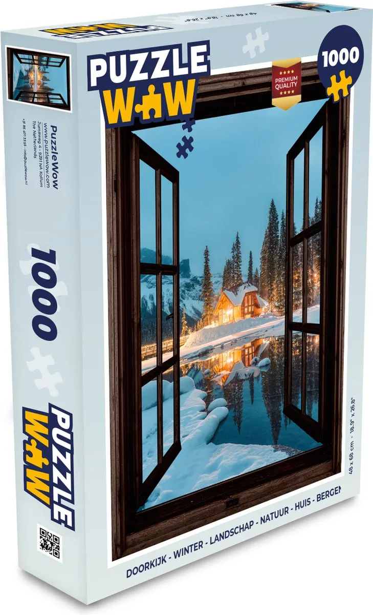 PuzzleWow Doorkijk Winter Landschap Puzzel 1000 Stuks - Bergmeer