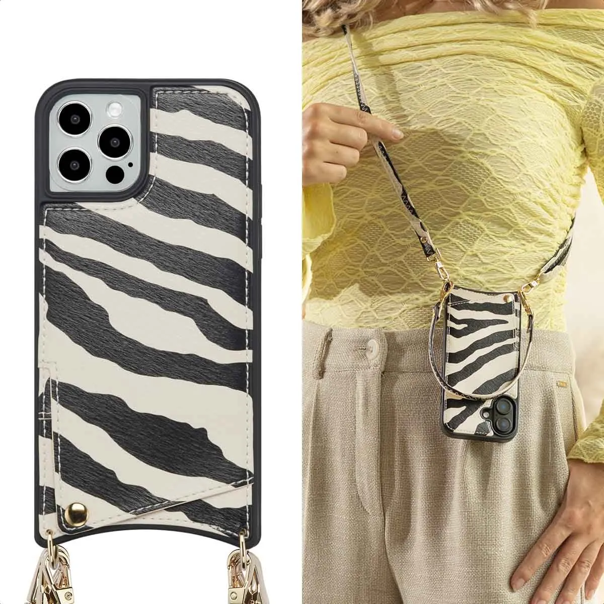 Selencia Hoesje iPhone 12 Pro/12 Zazzy Zebra - 2 Pasjes