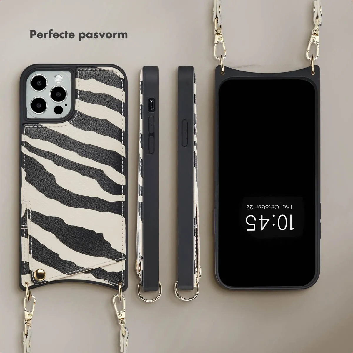 Selencia Hoesje iPhone 12 Pro/12 Zazzy Zebra - 2 Pasjes - afbeelding 6 van 6