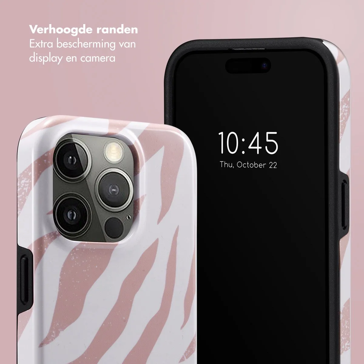 Selencia Hoesje iPhone 15 Pro Colorful Zebra Old Pink