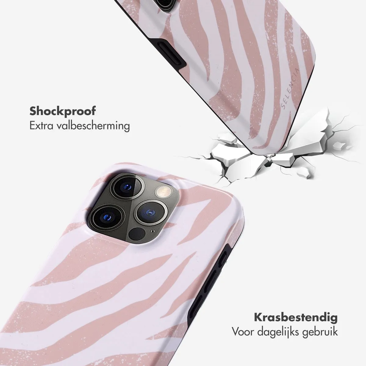 Selencia Hoesje iPhone 15 Pro Colorful Zebra Old Pink - afbeelding 6 van 6