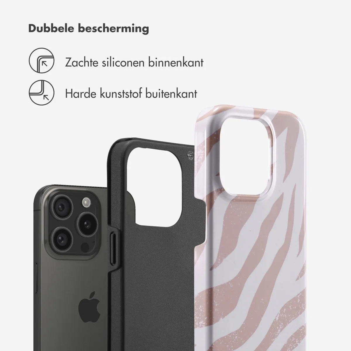Selencia Hoesje iPhone 15 Pro Colorful Zebra Old Pink