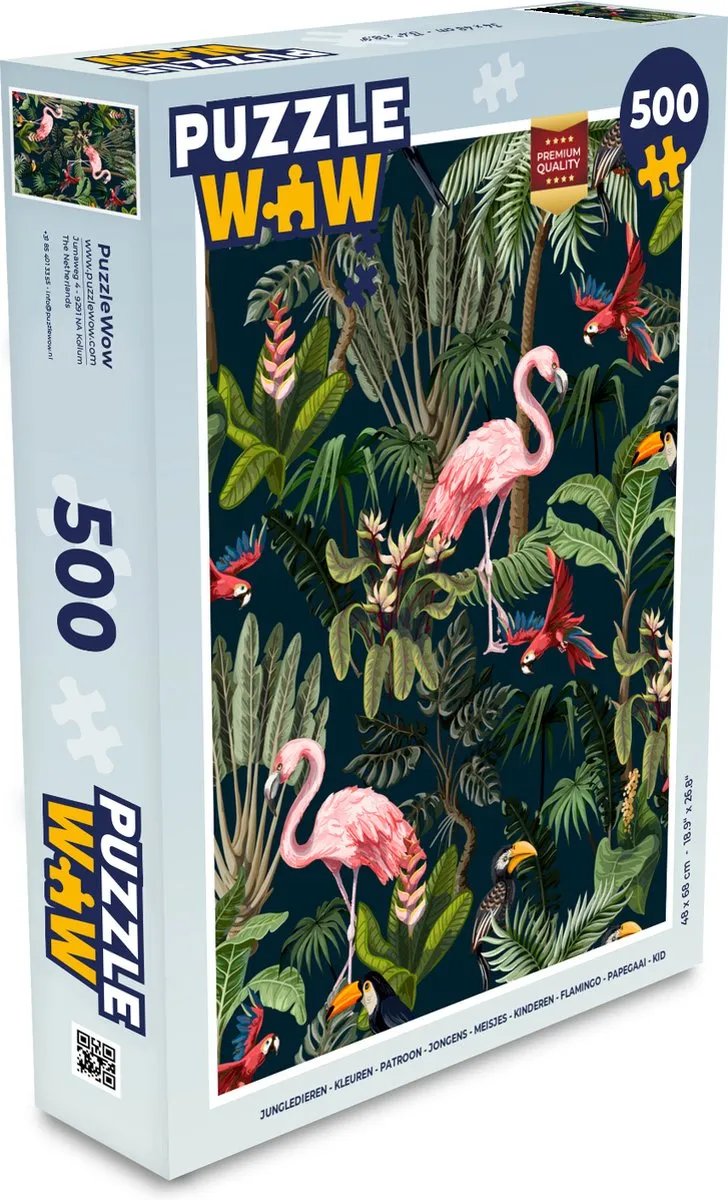 PuzzleWow Jungledieren Legpuzzel 500 Stuks - Multicolor