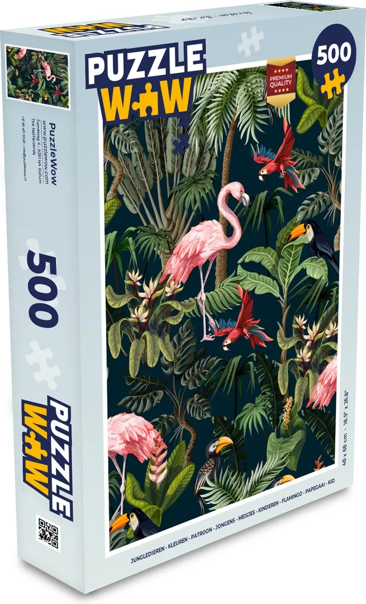 PuzzleWow Jungledieren Legpuzzel 500 Stuks - Multicolor