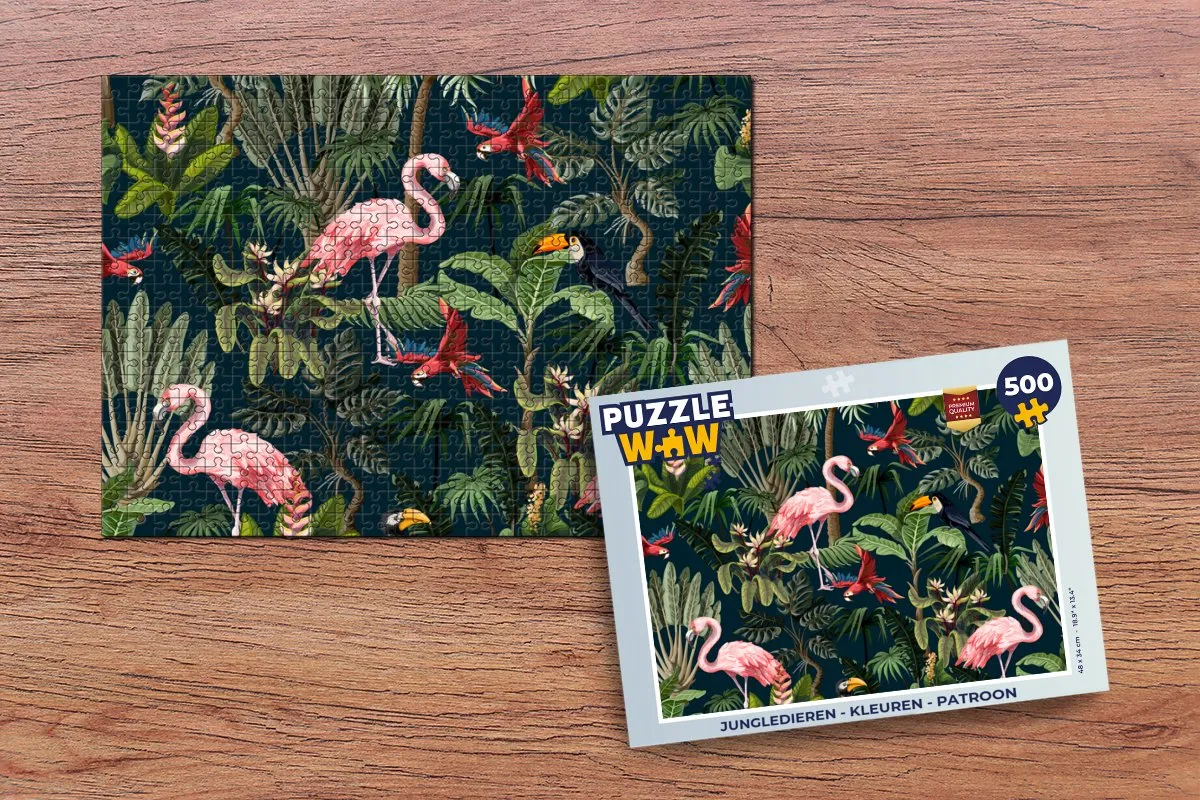 PuzzleWow Jungledieren Legpuzzel 500 Stuks - Multicolor