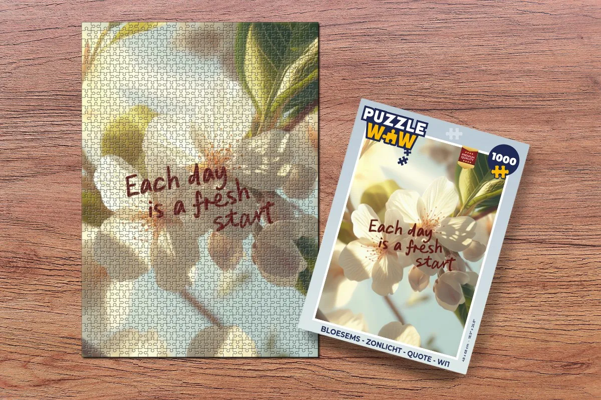 PuzzleWow Bloesems Zonlicht Quote Legpuzzel 1000 Stuks - Wit