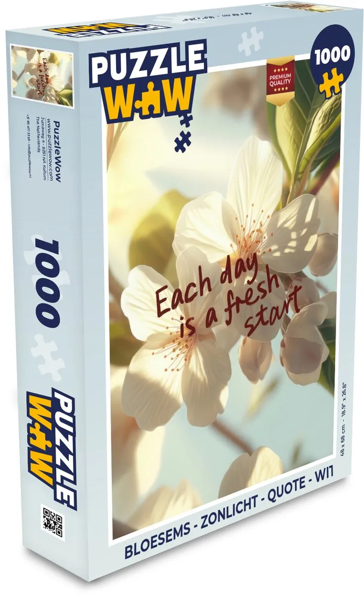 PuzzleWow Bloesems Zonlicht Quote Legpuzzel 1000 Stuks