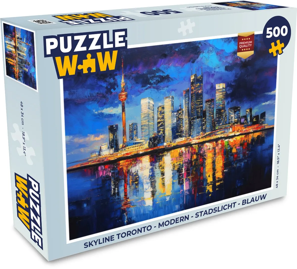 PuzzleWow Skyline Toronto Legpuzzel 500 Stuks - Blauw