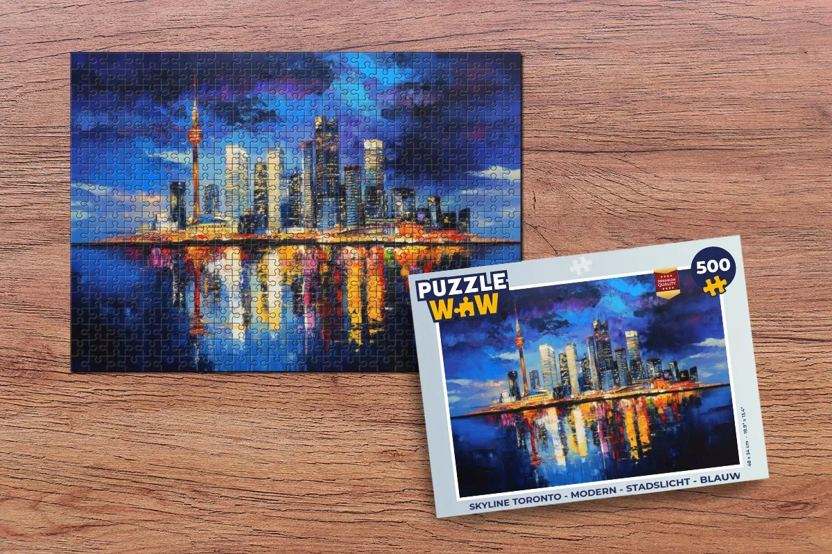 PuzzleWow Skyline Toronto Legpuzzel 500 Stuks - Blauw