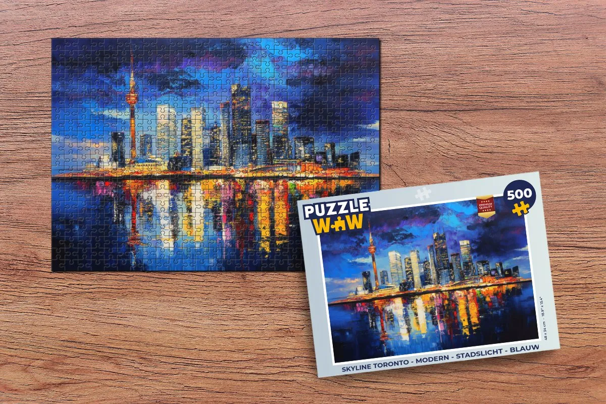 PuzzleWow Skyline Toronto Legpuzzel 500 Stuks - Blauw
