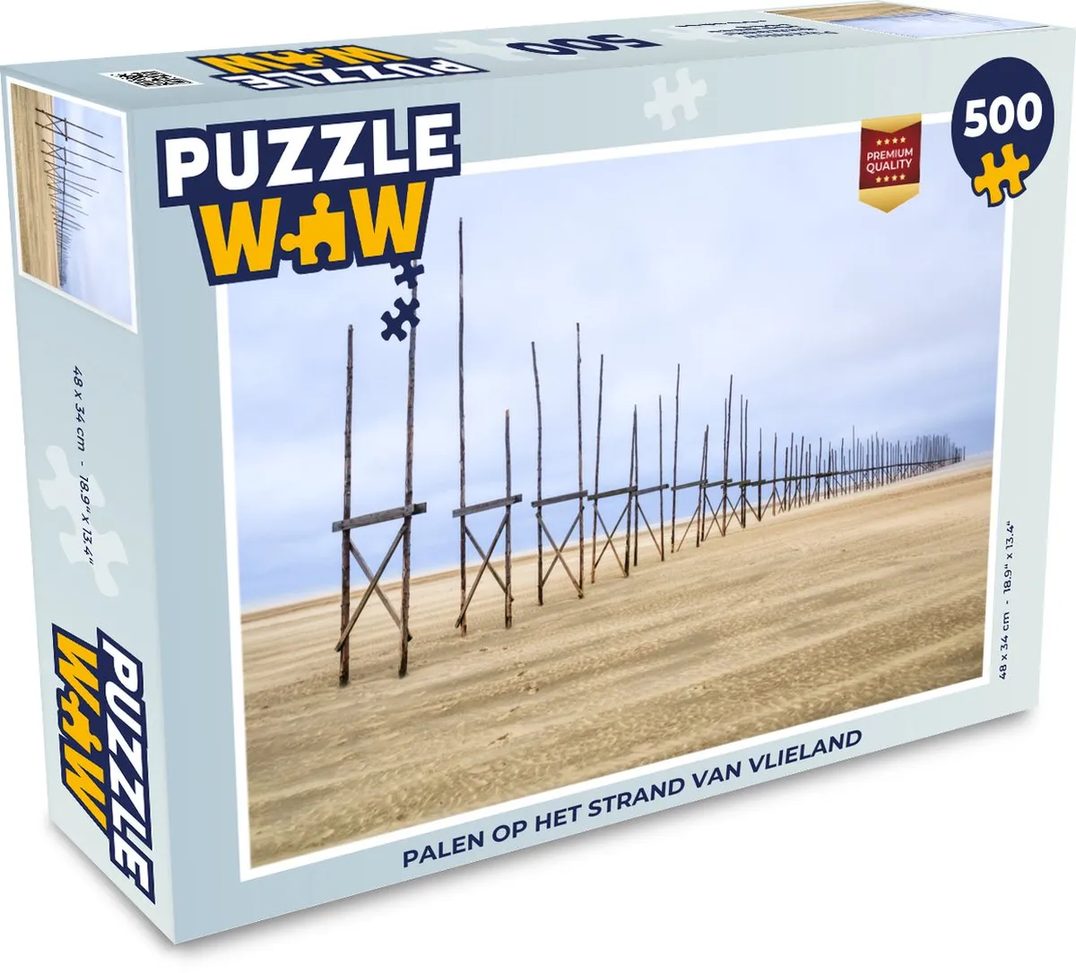 PuzzleWow Legpuzzel Palen op het strand van Vlieland 500 Stuks - Multicolor