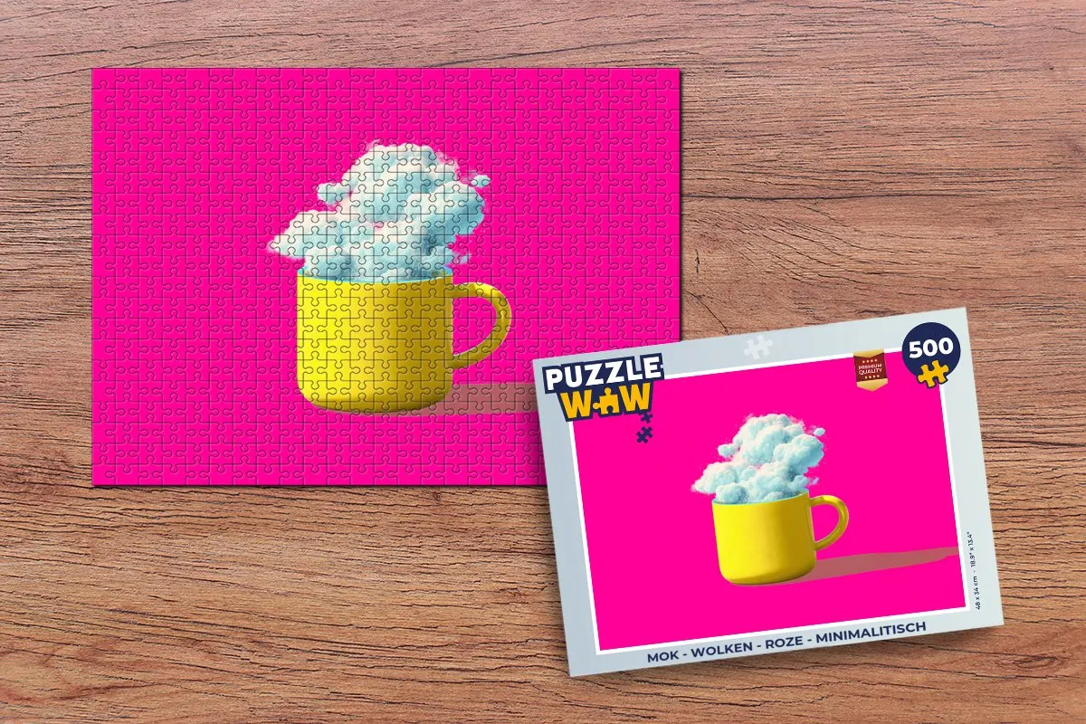 PuzzleWow Mok Wolken Legpuzzel 500 Stuks - Roze